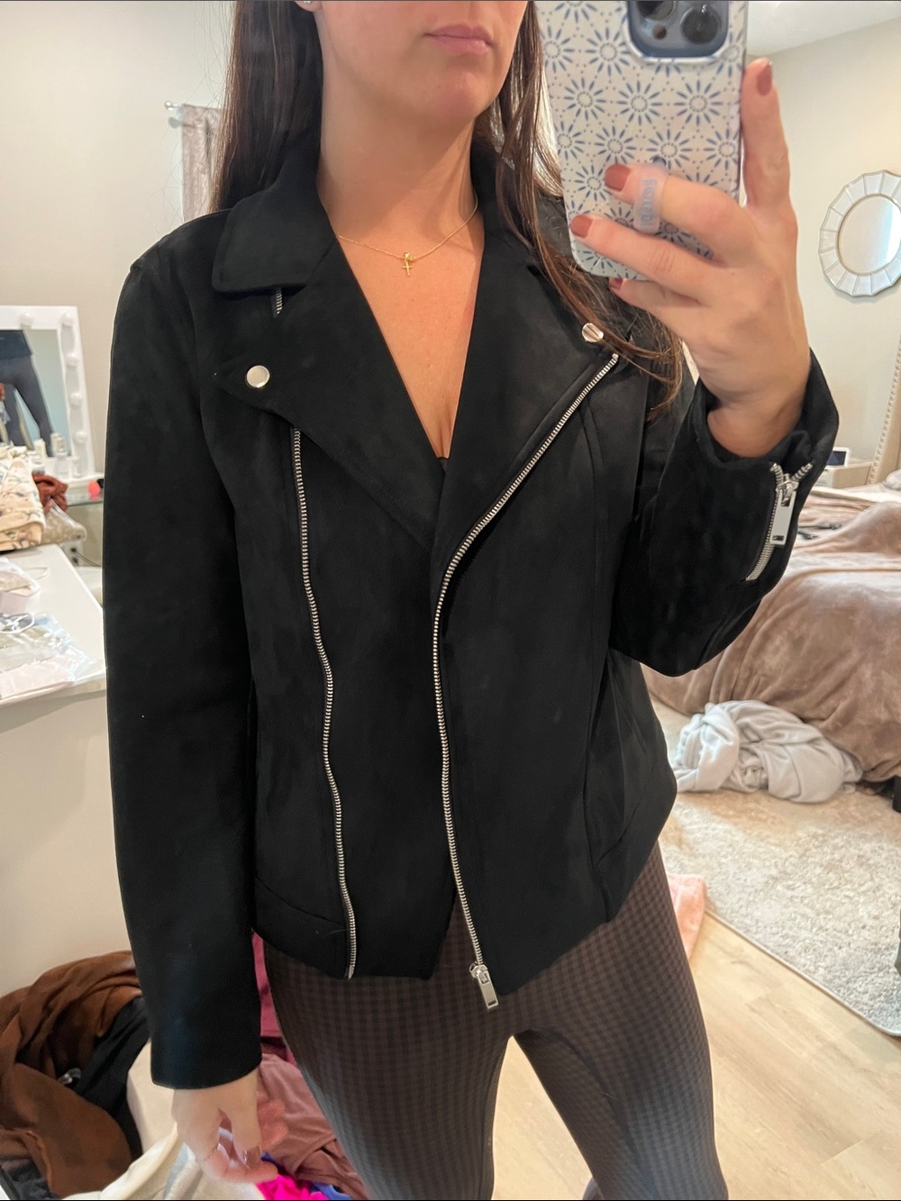 Old Navy Black Suede-Look Moto Blazer